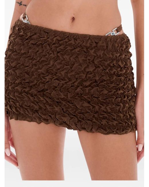 Selia Richwood Brown Lia Ruffled Chain Mini Beach Skirt