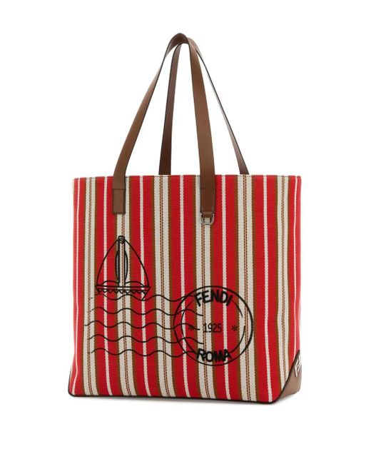 Fendi Embroidered Canvas Shopping Bag for men