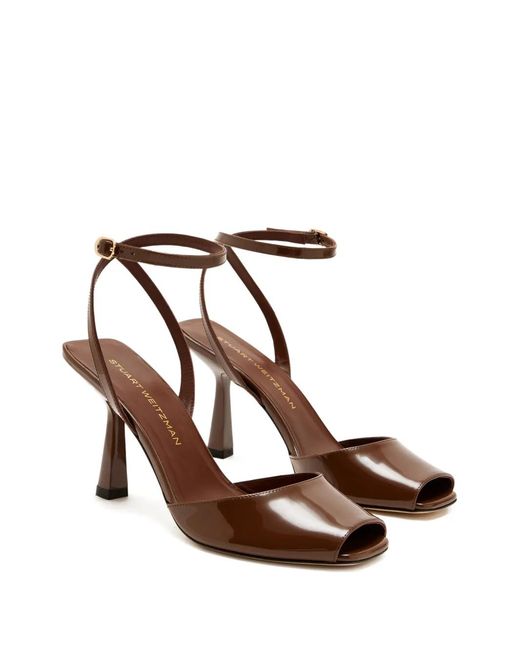 Stuart Weitzman White Ankle-Strap Peep-Toe Pumps