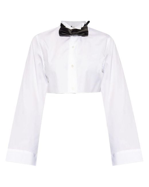 Noir Kei Ninomiya White Bow-embellished Cotton Shirt
