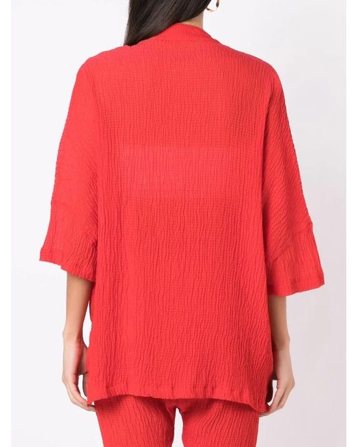 Amir Slama Red Crinckled-Finish Silk Shirt