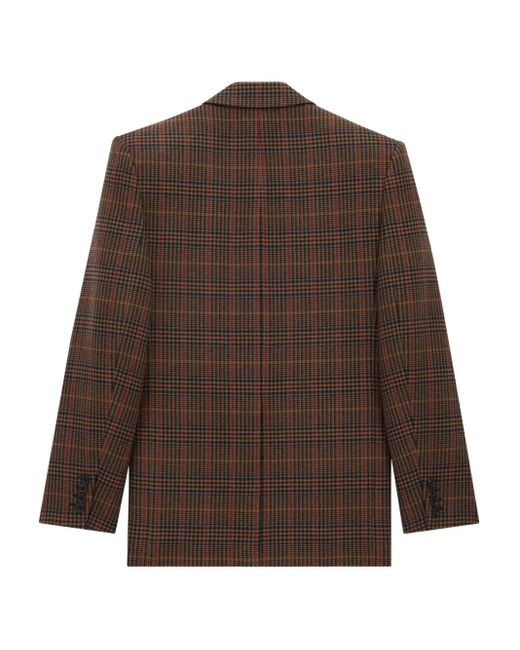 Saint Laurent Brown Checked Single-Breasted Wool Blazer