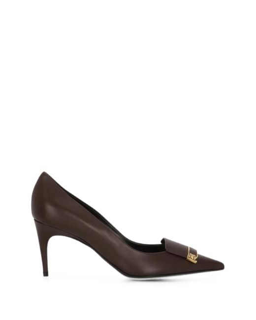 Sergio Rossi Brown Sr Evolv Plaque-Detail Pointed-Toe Heeled Pumps