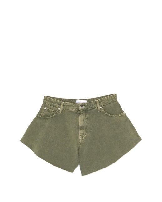 Pinko Green Bull Acid-Wash Raw-Cut Shorts