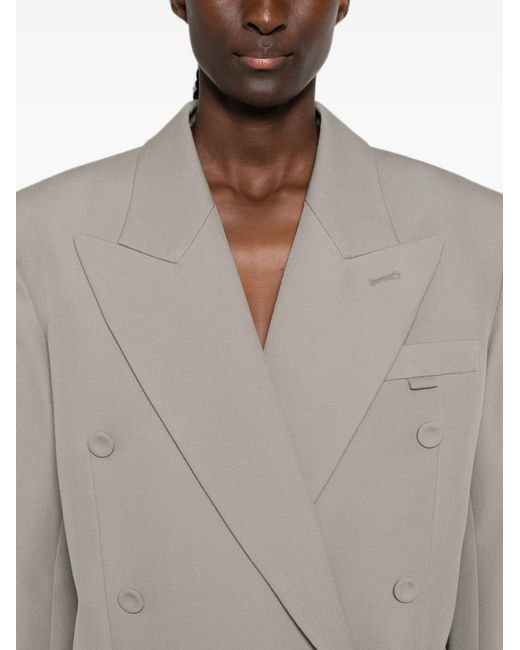 Mugler Gray Double-Breasted Peak-Lapels Blazer
