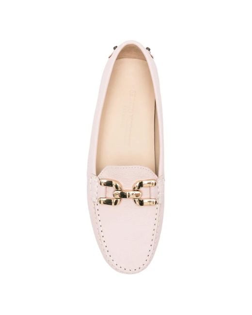 SERGIO MORETTI FIRENZE Pink Chain-Link Pebble-Grain Loafers