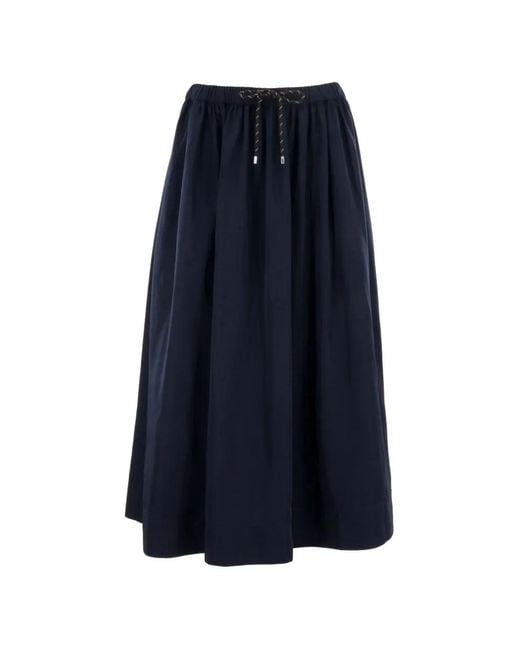 Veronica Beard Blue Bates Drawstring Midi Skirt