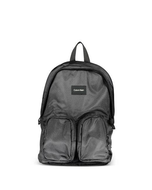 Calvin Klein Black Logo-Patch Backpack for men
