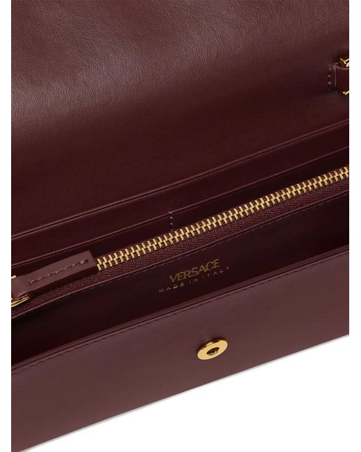 Versace Purple V-Logo Chain-Strap Wallet