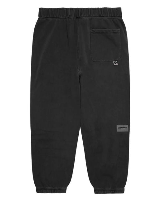 Aape By A Bathing Ape Black Logo-Patch Cuffed Track Pants for men