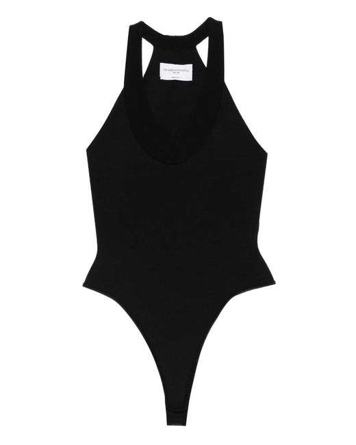 Brandon Maxwell Black Knit Ribbed Bodysuit
