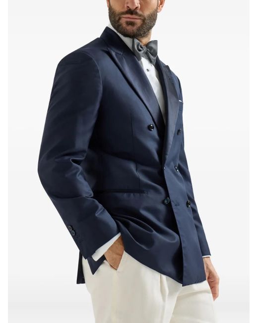 Chaqueta Tuxedo con doble botonadura Brunello Cucinelli de hombre de color Blue