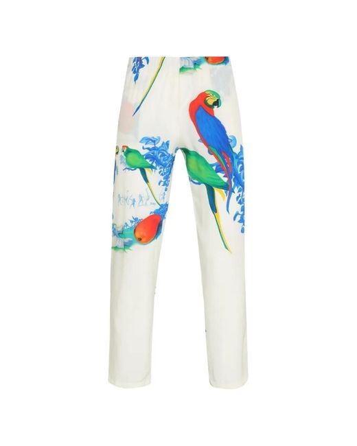Amir Slama Blue Parrot-Print Trousers for men