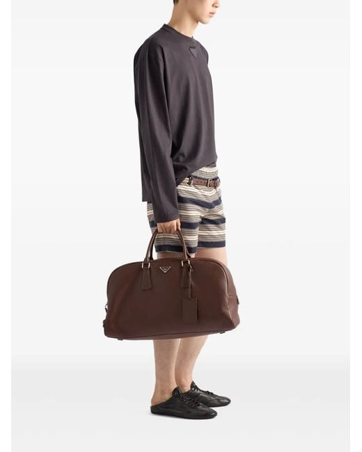Prada Brown Leather Duffle Bag