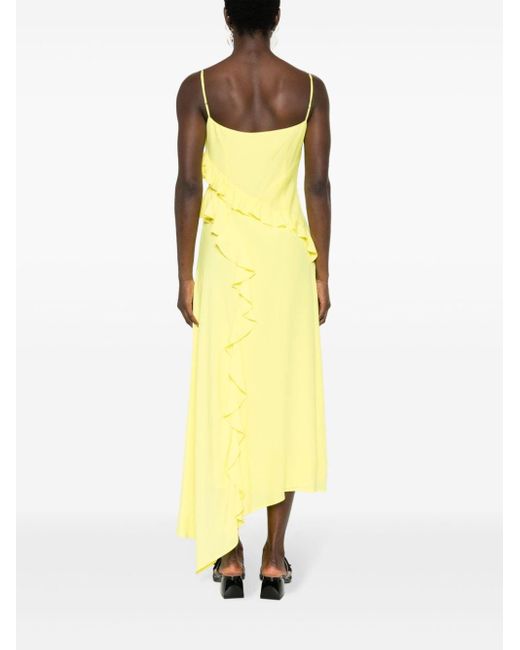 MSGM Yellow Asymmetric Ruffled Dress