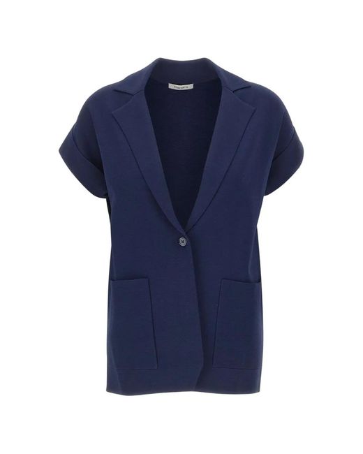 Kangra Blue Short-Sleeve Knitted Blazer