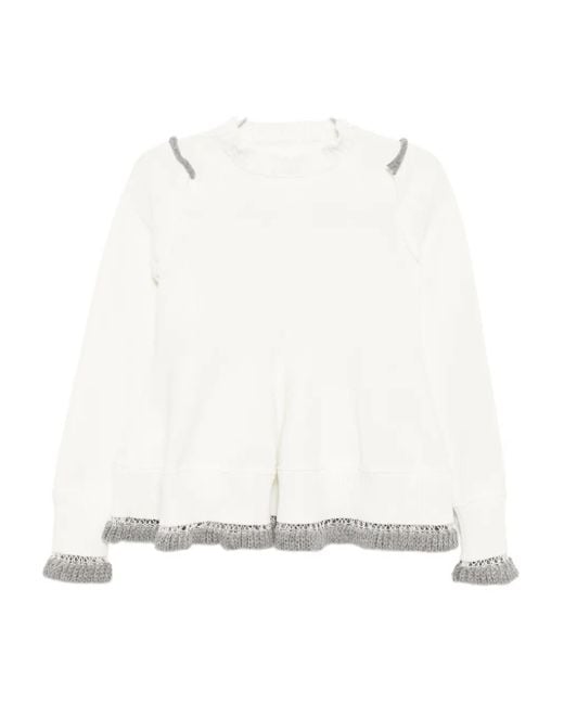 Sacai White Ruffled Jumper