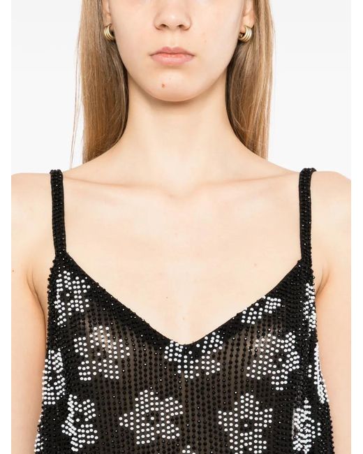 Ashish Black Floral Sequin Top
