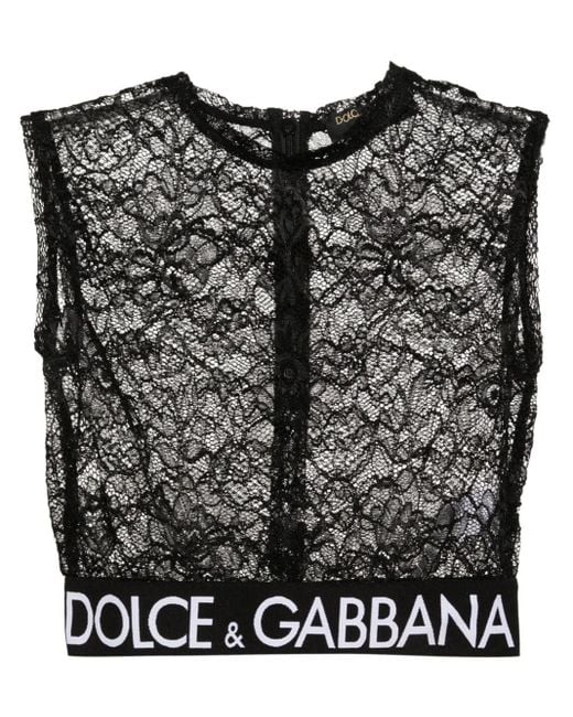 Dolce & Gabbana Black Lace Crop Top