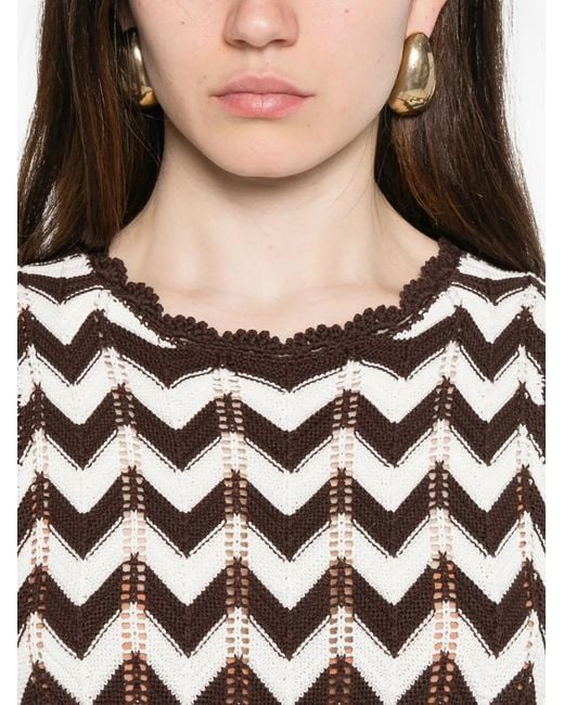Maje White Chevron Crochet Top