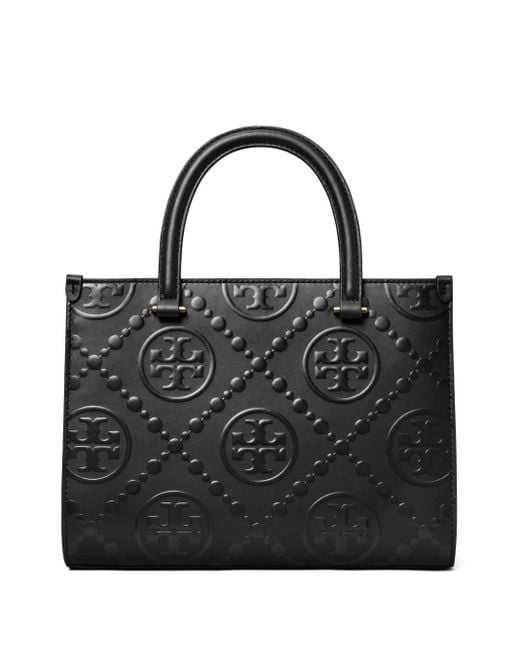 Borsa Tote T Monogram Square di Tory Burch in Black