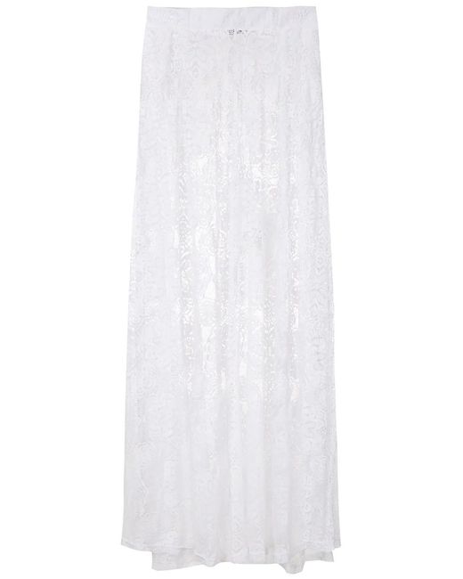 Amir Slama White Wide-Leg Lace Trousers