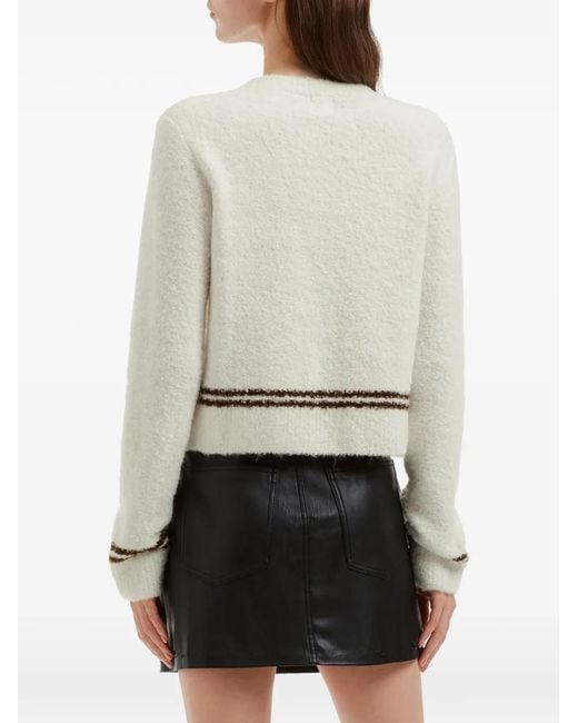 B+ AB White Stripe-Trim Button-Up Cardigan