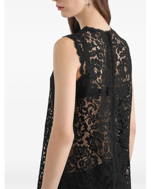 Dolce & Gabbana Lace Zip-Fastening Mini Dress in Black | Lyst