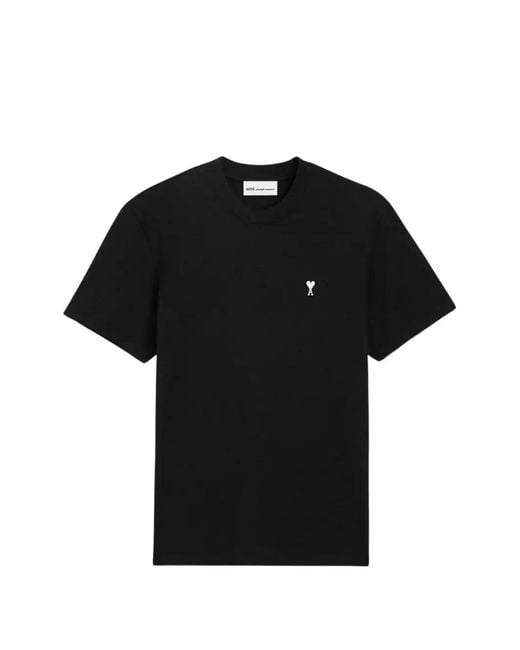 AMI Black Ami De Coeur Round Neck T-Shirt for men