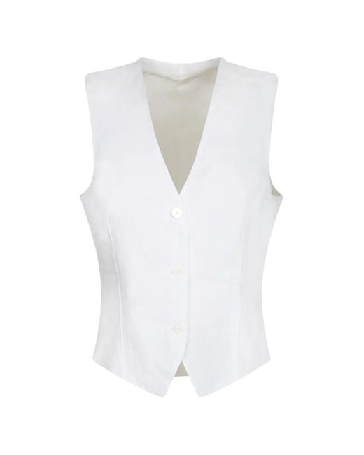 120% Lino White Veston À Boutonnière