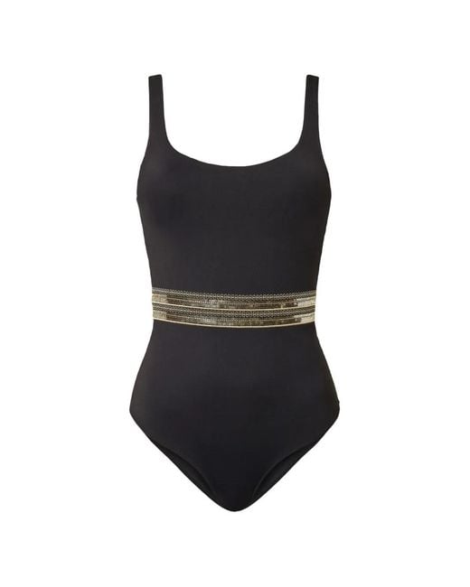 Twinset Black One-Piece Swimsuit With Sequin Embroidery