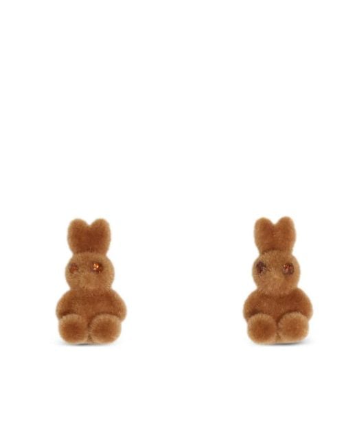 Bimba Y Lola Black Flocked Bunny Earrings
