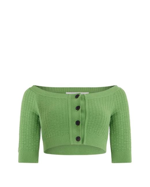 Philosophy Di Lorenzo Serafini Green Button-Front Cropped Cardigan