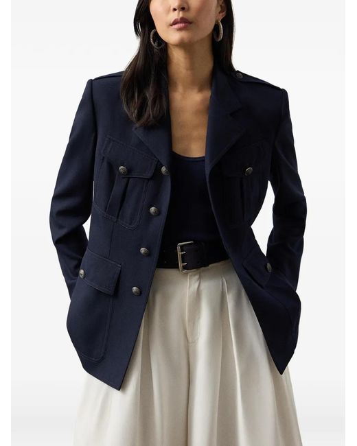 Ralph Lauren Blue Anabeth Buttoned Flap Jacket