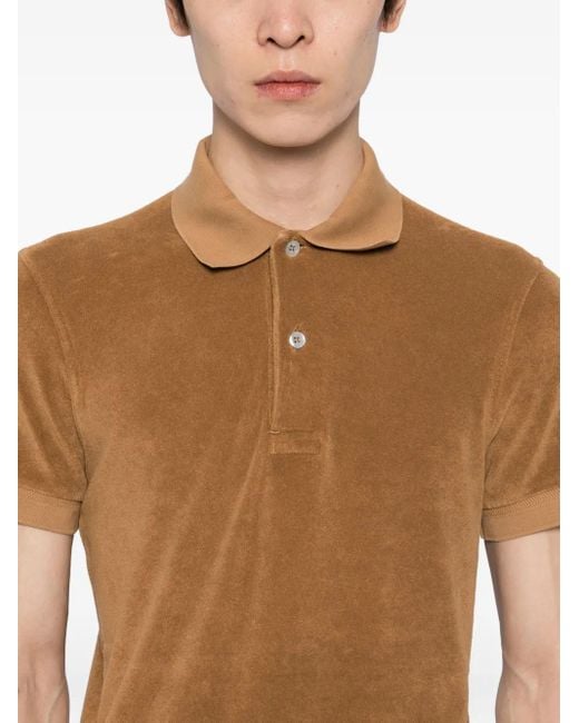 Tom Ford Brown Cotton-Blended Polo Shirt for men
