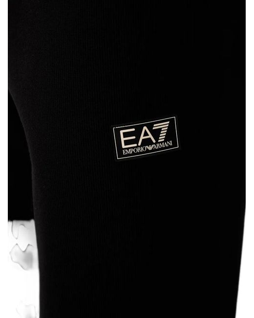 EA7 Black Logo-Patch Drawstring Track Pants for men