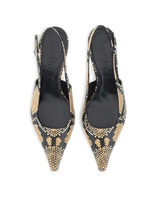 Aeyde Metallic Catrina Snake-Print Leather Slingback Pumps