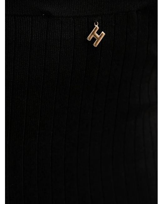 Silvian Heach Black Halter-Neck Ribbed Knit Midi Dress
