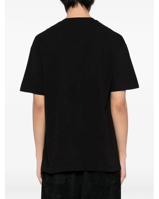 Yohji Yamamoto Black Graphic-Print Cotton T-Shirt for men
