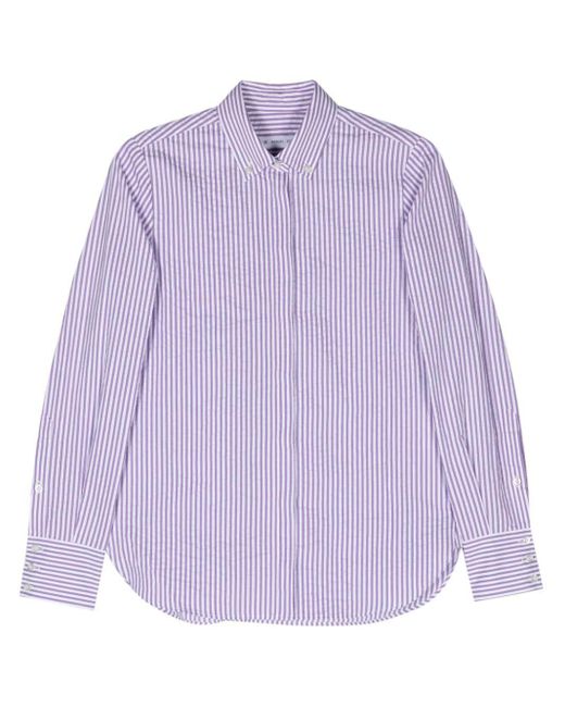 Manuel Ritz Purple Striped Seersucker Shirt