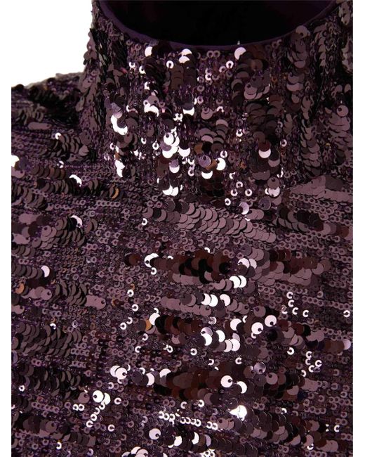 Rabanne Purple Sequin-Detail Long-Sleeve Top