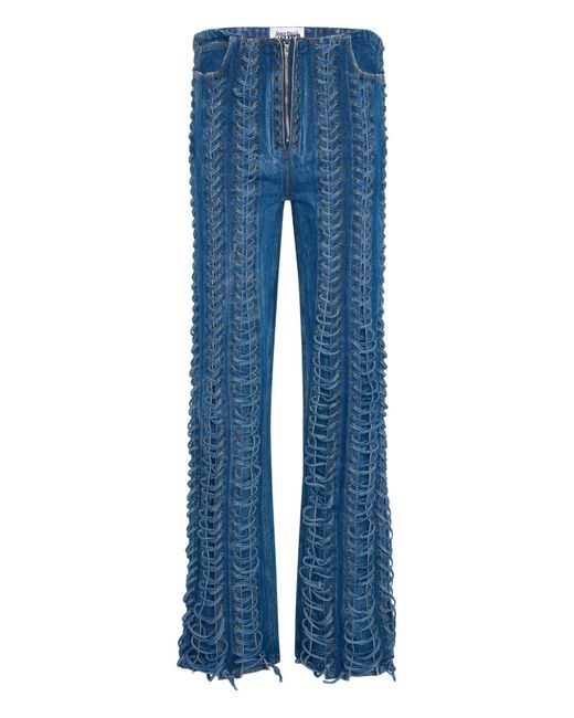Jean Paul Gaultier Blue The Lace-Up Jeans