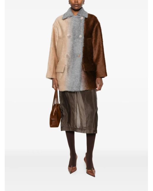 Fendi Brown Colour-Block Double-Breasted Jacket