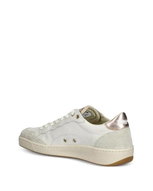 Blauer White Crystal-Embellished Perforated Sneakers