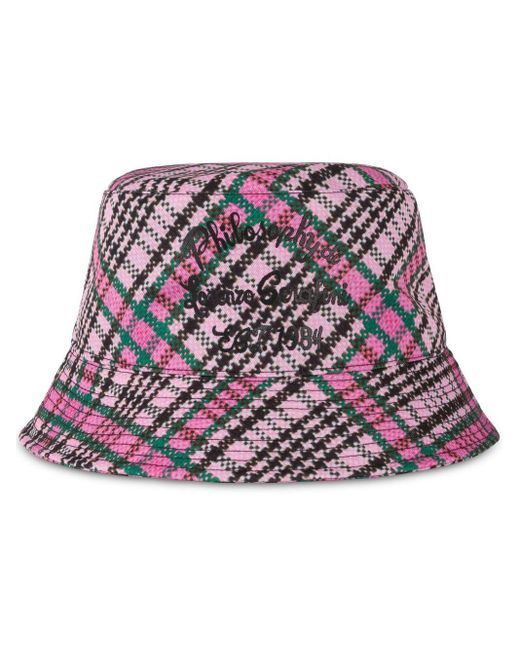 Philosophy Di Lorenzo Serafini Purple Logo-print Checked Bucket Hat