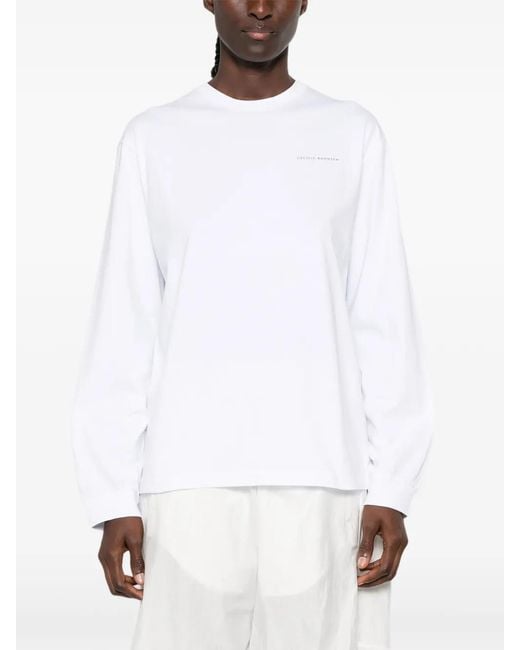 CECILIE BAHNSEN White Lily Logo-Print T-Shirt