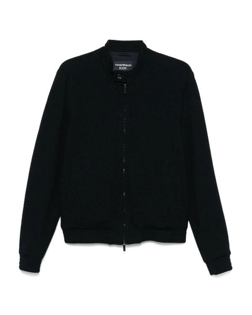 Emporio Armani Black Wool Blend Blouson Jacket for men