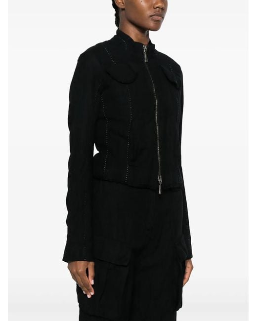 Masnada Black Perforated Cropped Jacket