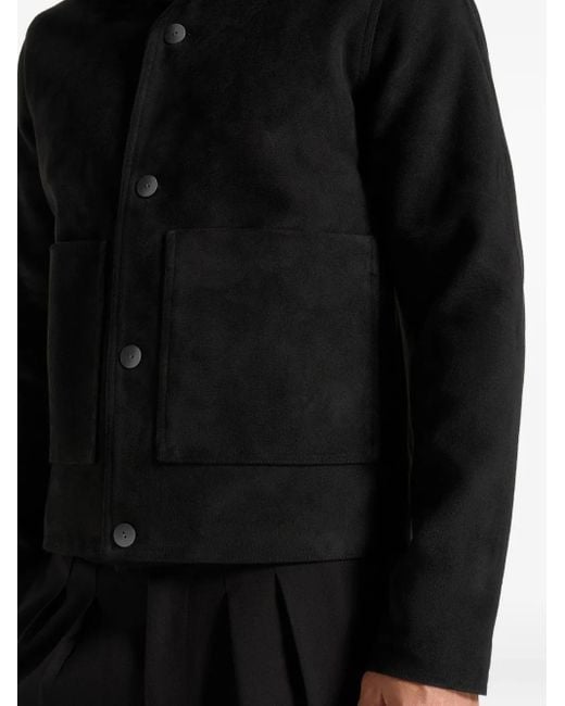 Manière De Voir Black Michel Suede Jacket With Revere Collar for men