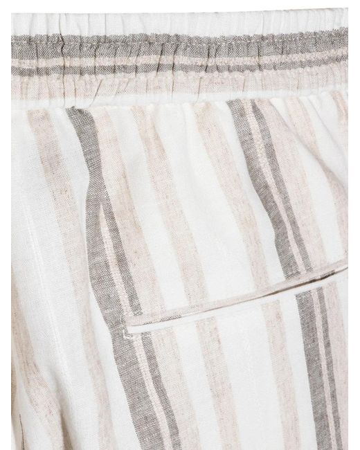 Tagliatore White Short Rayé À Lien De Resserrage for men